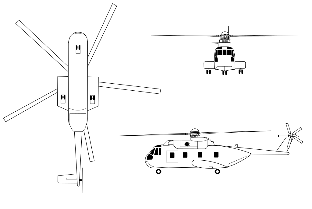 美國海王直升機三視圖