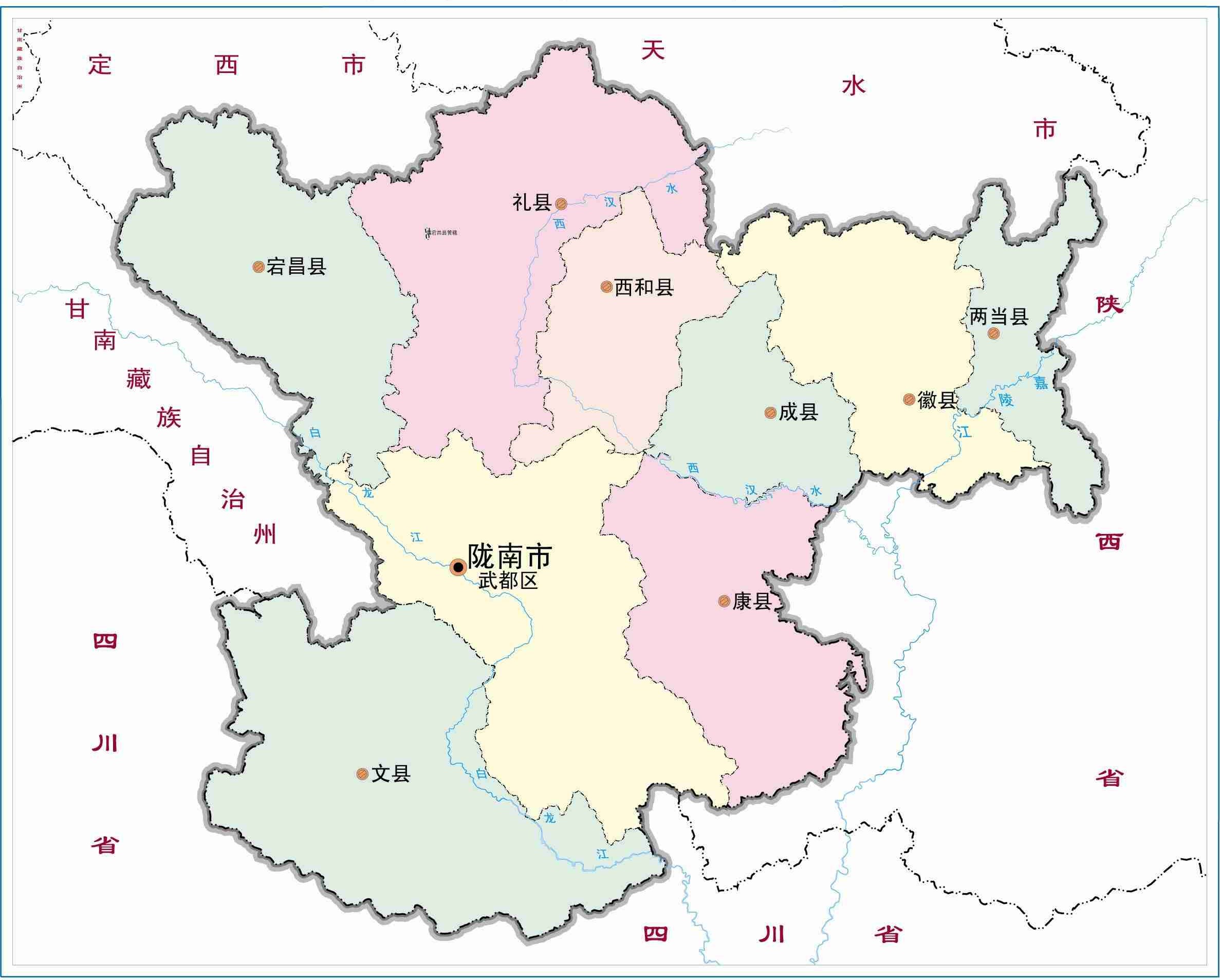 隴南所處位置及其政區圖