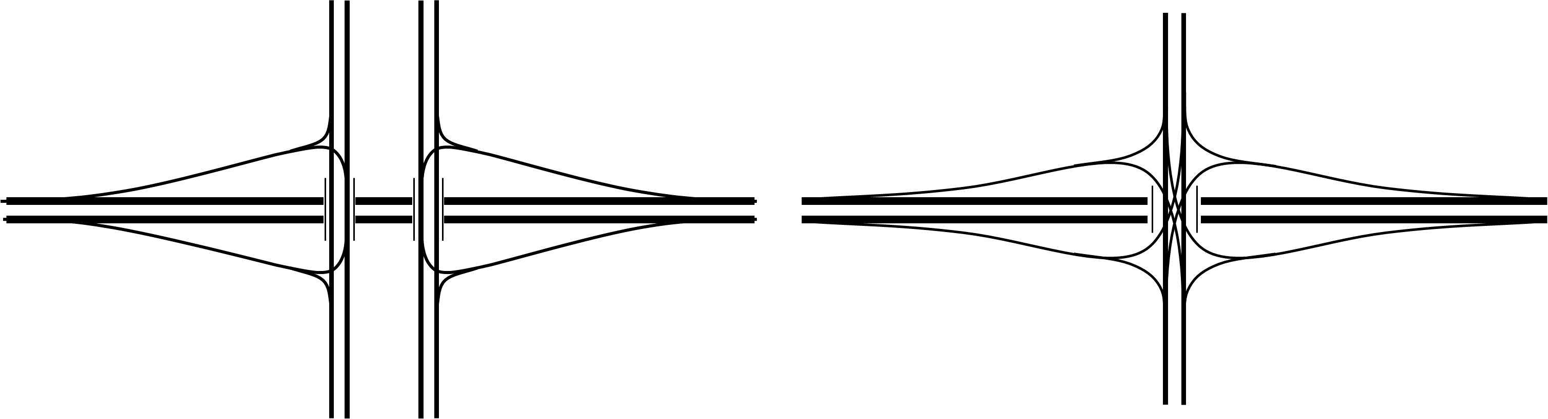 雙向通行菱形（左），單點式菱形（右）