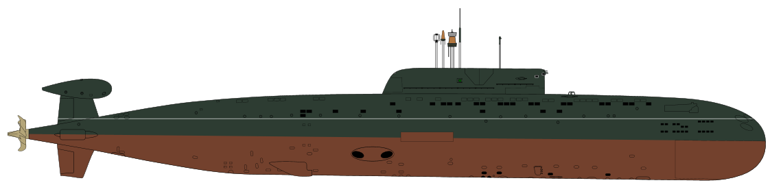 945A型攻擊核潛艇側視圖