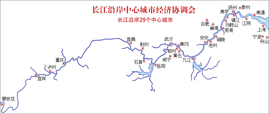 長江沿岸中心城市示意圖