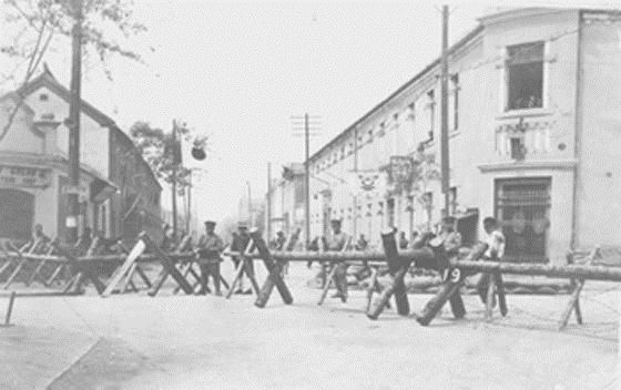 1928年4月日軍在濟南公園一帶布防