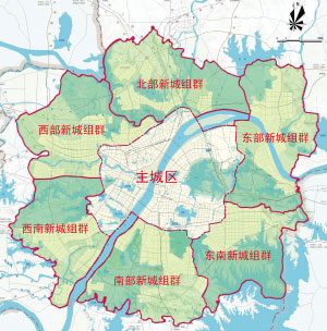 武漢市新城組群分區規劃圖