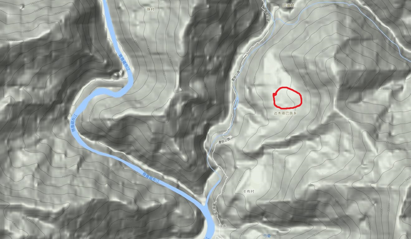 達木村地形及位置示意（紅色圈處）