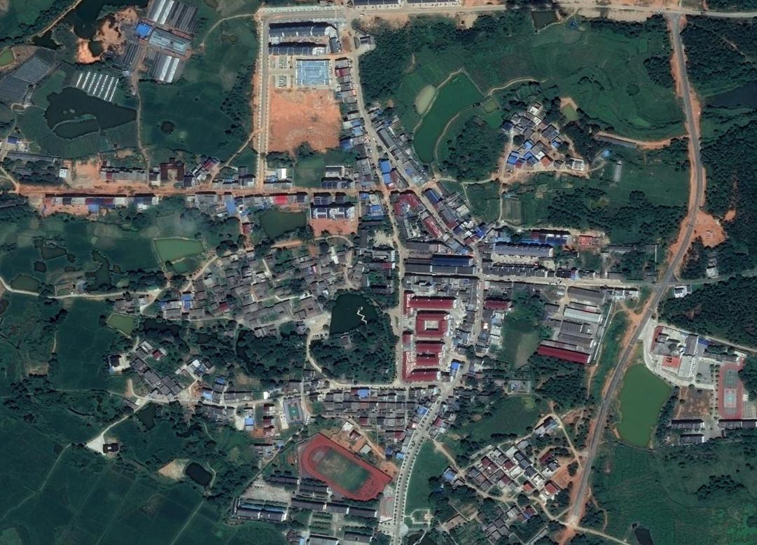 梅塘圩鎮衛星遙感影像圖