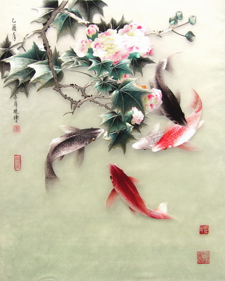 芙蓉鯉魚 繡於2011年