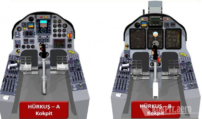 A（民用型）與B（軍用型）的座艙儀表布局