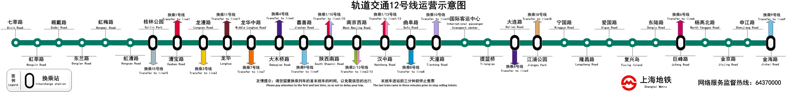 上海軌道交通12號線運營示意圖
