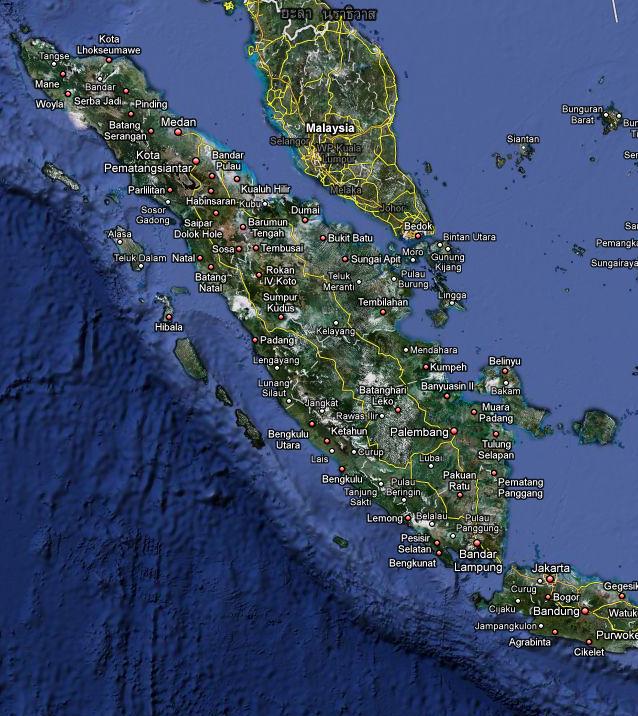 蘇門答臘島衛星地圖