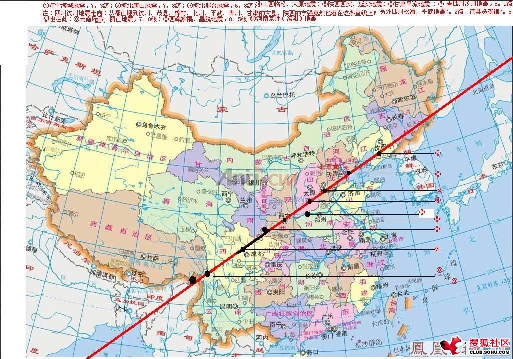 中國地震直線