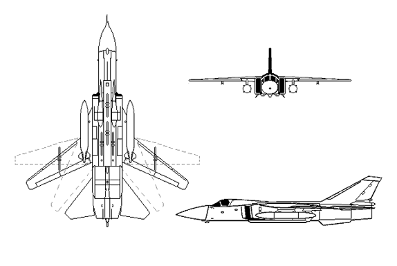 蘇-24的多種掠翼角度