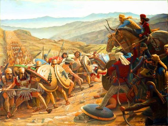 波斯人在忙亂中追上了希臘聯軍