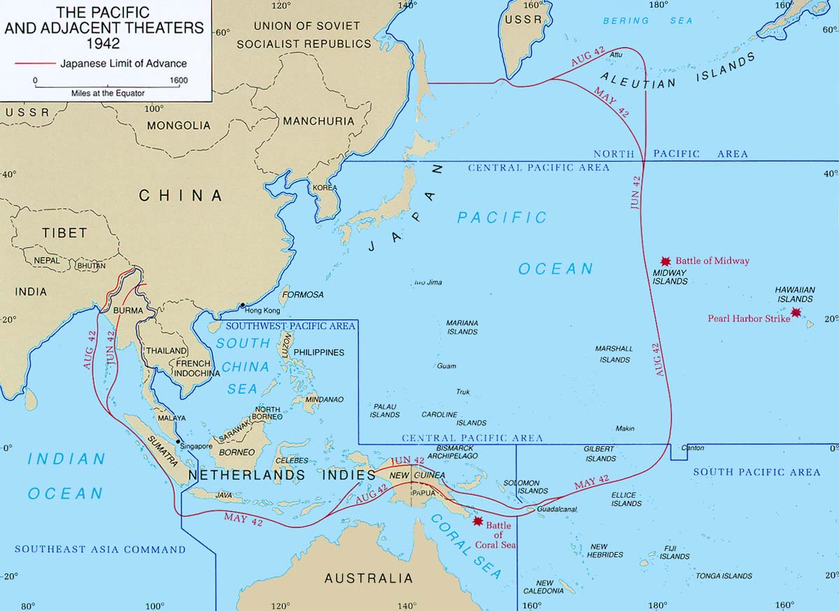 戰後日本勢力 紅圈是日軍達最大的勢力範圍