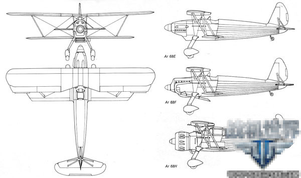 Ar.68戰鬥機三視圖