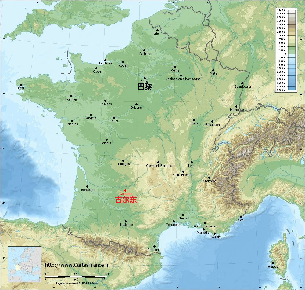 古爾東在法國的位置