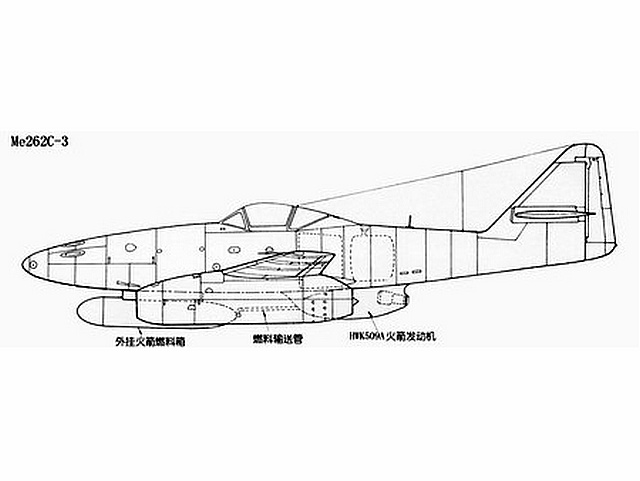 Me 262C-3 側視圖
