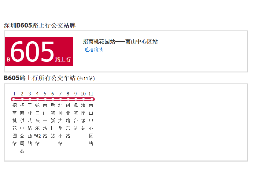 深圳公交B605路 深圳公交B605路