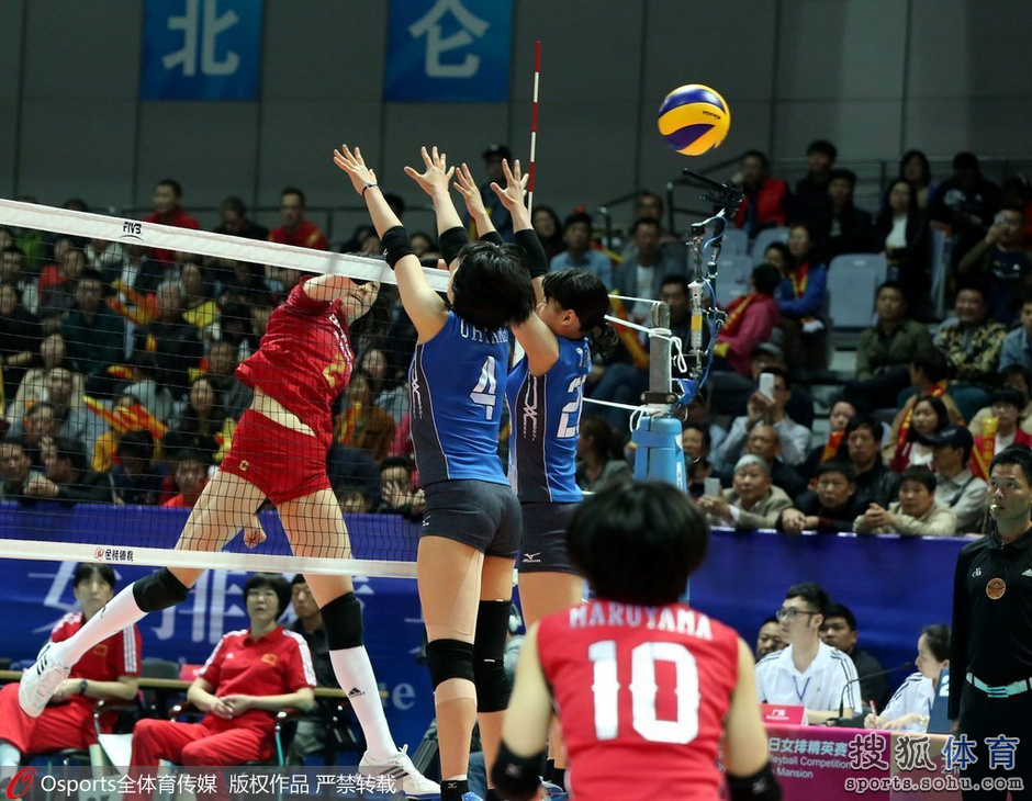 23日精英賽中國女排3-1日本