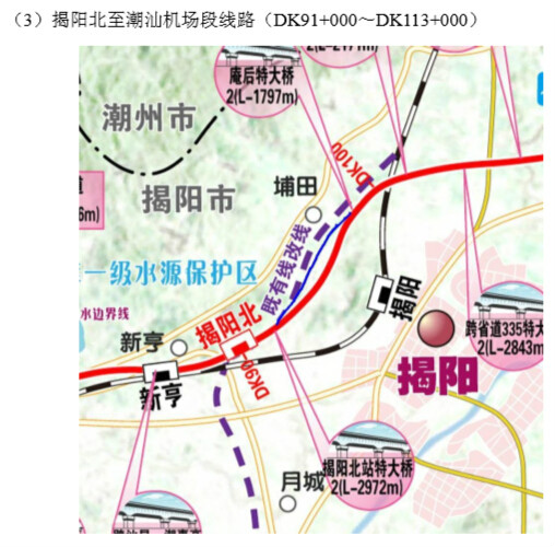 梅汕高鐵揭陽北至潮汕機場段線路