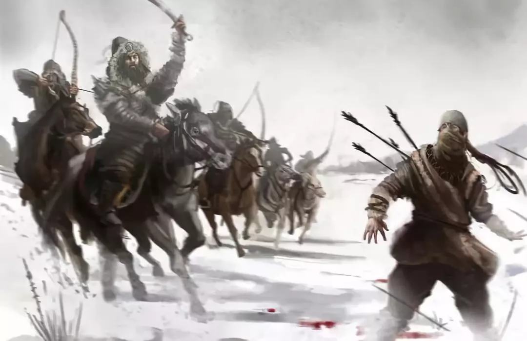 波蘭步兵在崩潰後慘遭蒙古輕騎兵追殺