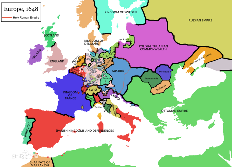 三十年戰爭歐洲形勢圖