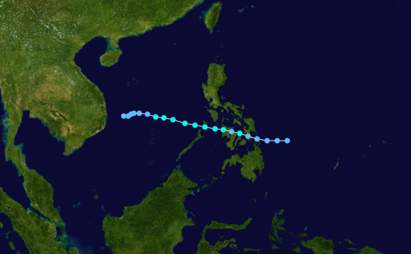 2001年熱帶風暴“劍魚”路徑圖