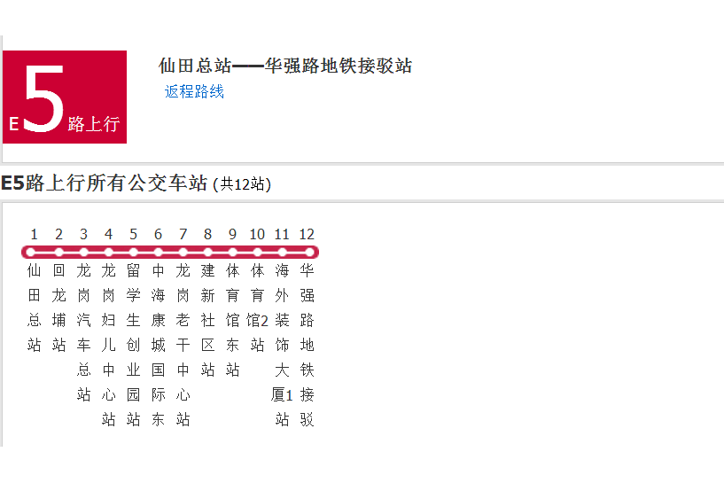深圳公交E5路 深圳公交E5路