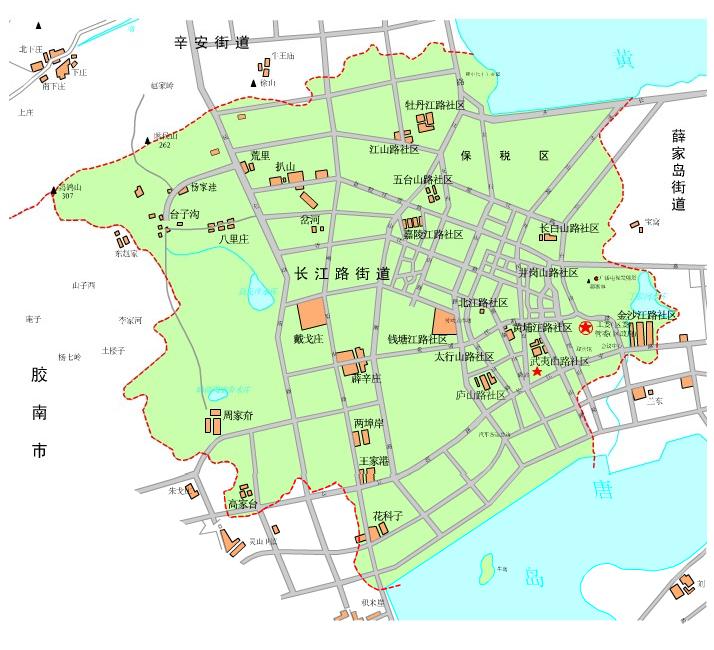 黃島區長江路街道地理位置圖