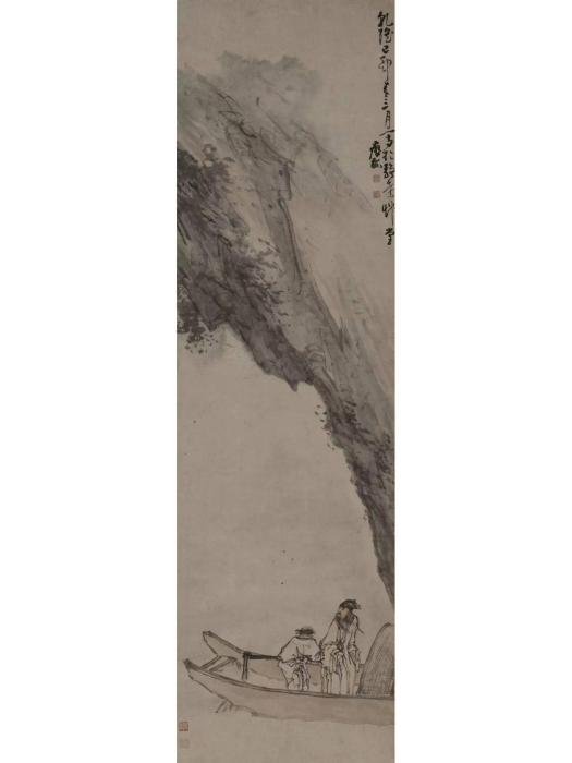 赤壁圖(清代黃慎創作的紙本水墨設色畫) 赤壁圖(清代黃慎創作的紙本水墨設色畫)