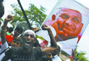 印度反腐領袖哈薩雷的支持者