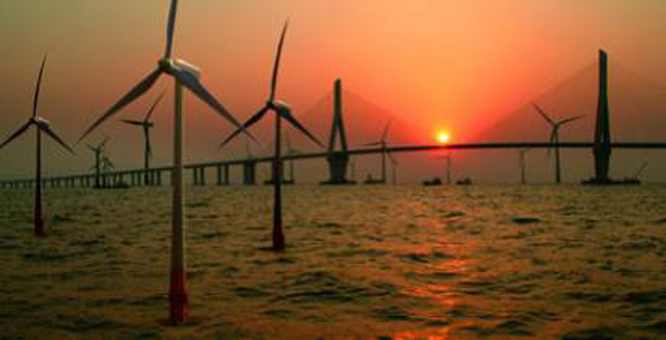 上海東海大橋10萬千瓦海上風電場模擬圖