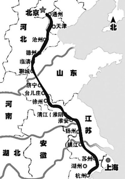 京杭大運河示意圖
