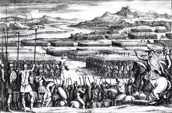 17世紀的法國素描 描繪了克洛維的步兵大軍