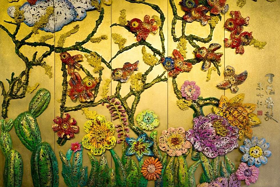 百花齊放(中國工藝美術大師朱炳仁創作的銅壁畫)