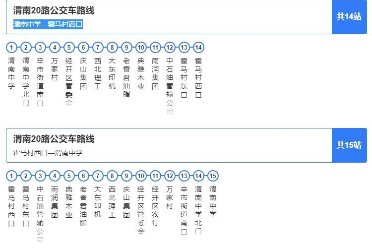 渭南公交20路 渭南公交20路