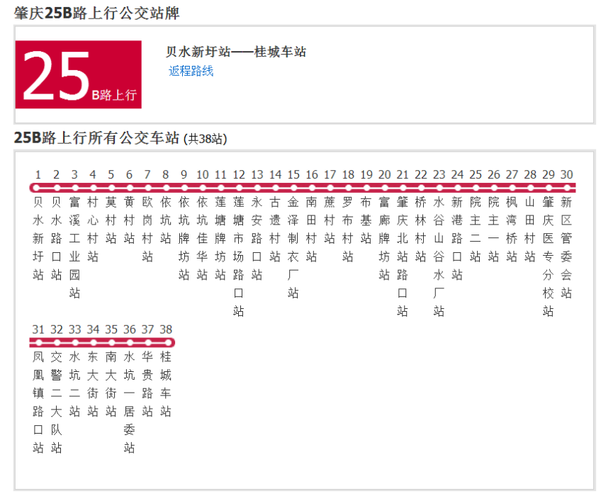 肇慶公交25B路 肇慶公交25B路