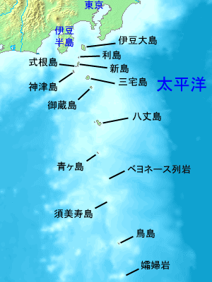 青之島在伊豆諸島的位置