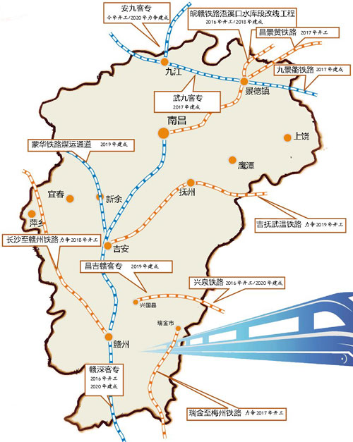 江西省鐵路建設實施方案（2016-2020年）