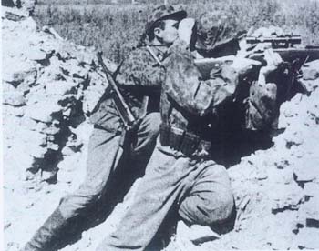 國民擲彈兵775師觀察員協助SS部隊防守陣地