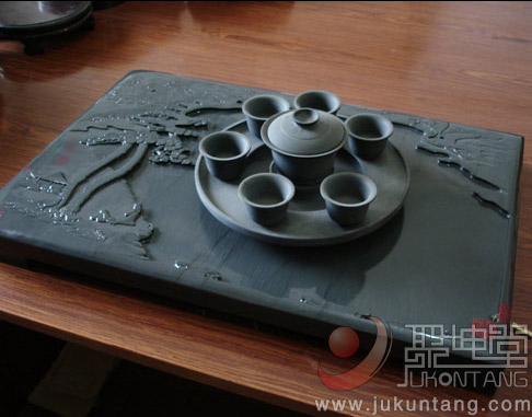 江立雲石雕作品《茶盤、茶具》