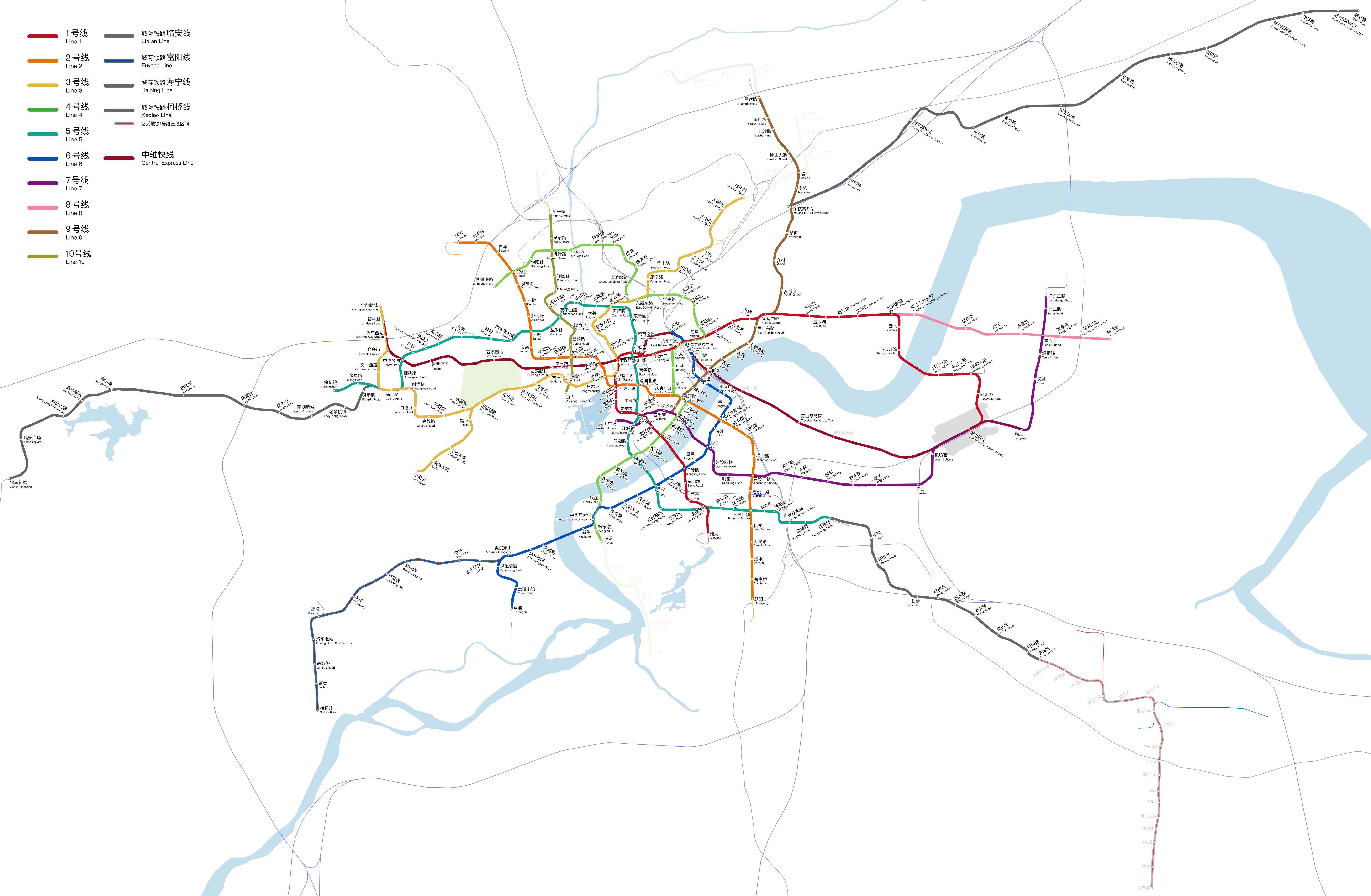 杭州捷運運營線路圖
