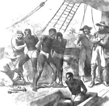 非洲黑奴被販賣上船，送往美洲大陸