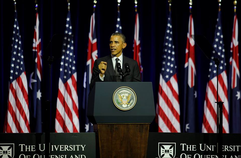 美國前總統歐巴馬在昆士蘭大學的演講