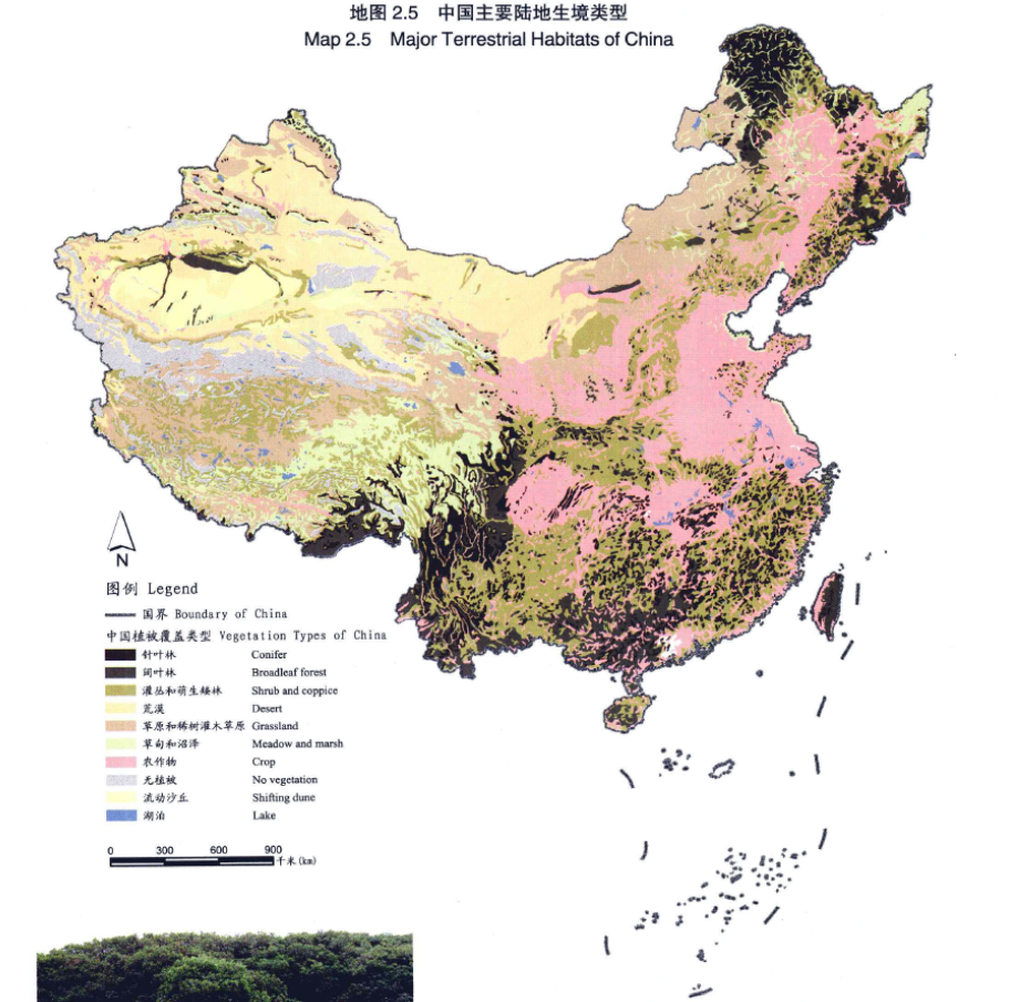 中國主要陸地生境類型