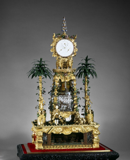 18世紀銅鍍金人戲獅象馱鐘