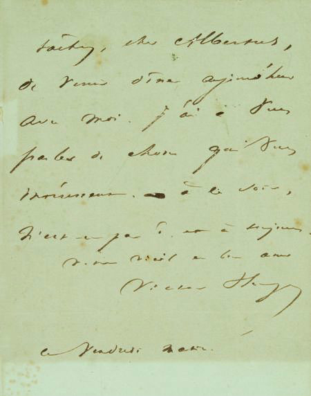 1841年雨果致詩人戈蒂耶親筆信。