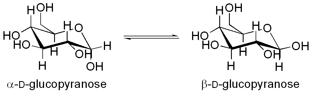 α-與β-D-吡喃葡萄糖之間的變旋。