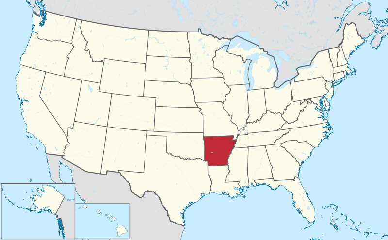 阿肯色州在美國的位置