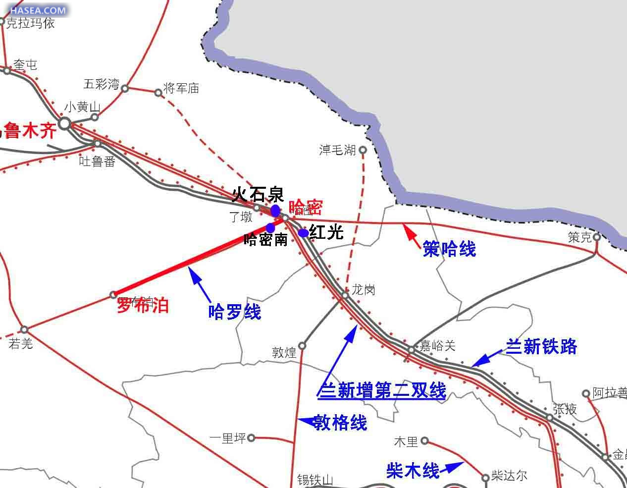 哈密站 附近鐵路網地圖
