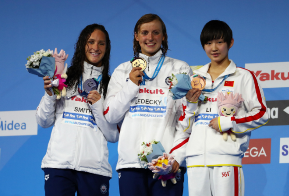 2017年匈牙利布達佩斯世界游泳錦標賽李冰潔獲得400米自由式銅牌
